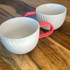 Adorable white and pink Starbucks mugs